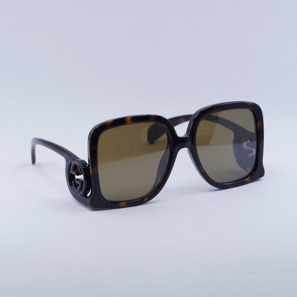 Gucci GG1326S 007 Sunglasses Dark Havana Square Frame, Brown Mirror Lenses main image 4